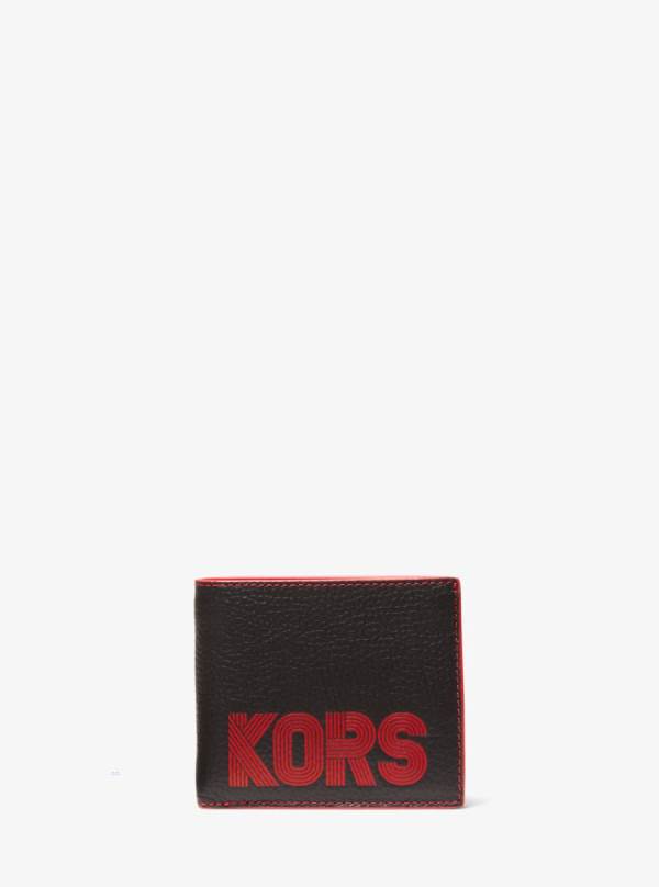 Panske Penazenky Michael Kors Cooper Graphic Pebbled Leather Billfold Červené - Doplnky Michael Kors Outlet | OVGWH-0634